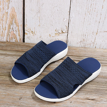 Flying Knit Slippers Outdoor Lightweight Flat Casual One Word Women's Sandals