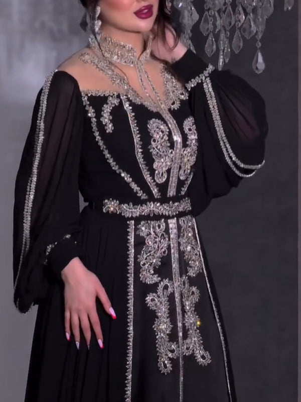 Sequined Elegant Chiffon Women's Dress