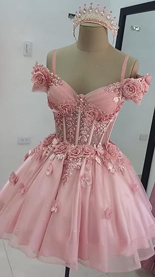 Modest Ball Gown Off The Shoulder Blush Pink Tulle Formal Homecoming Dresses 8th Grad Dance Graduation Dress Short Hoco Dresses DH2596
