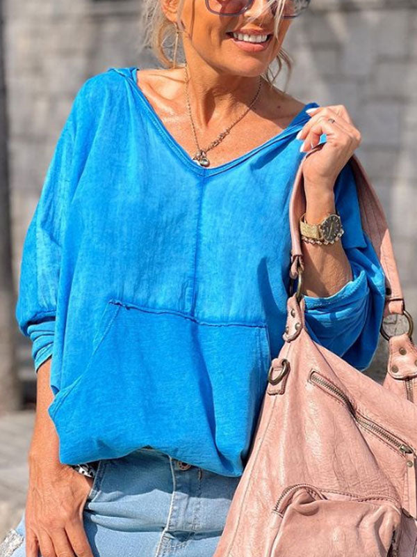 Casual Simple Pocket Daily Ladies Tops