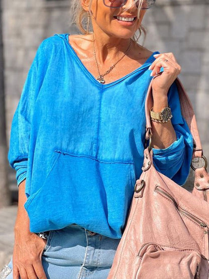 Casual Simple Pocket Daily Ladies Tops