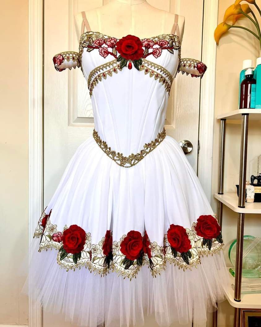 White short vintage floral tulle homecoming dress birthday party dress gh5126