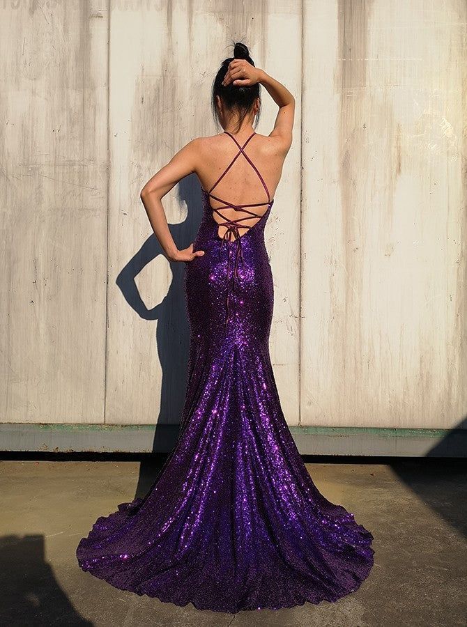 Purple Shiny Fashion Strapless Long Elegant Sequin Floor Length Ball Gown Evening Dress Party Dress gh3235