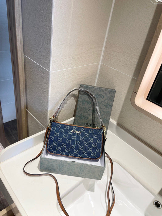 Gucci Women Ophidia GG Mini Bag Jacquard Denim