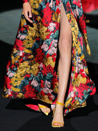 V-neck Slit Temperament Catwalk Women's Dress