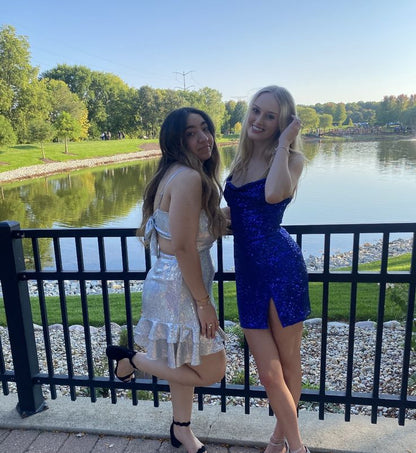 Cute Sheath Sweetheart Blue Short Formal Homecoming Dress Middle School Short 20th Birthday Outfits Graduation Dress Cocktail Dresses DH2213