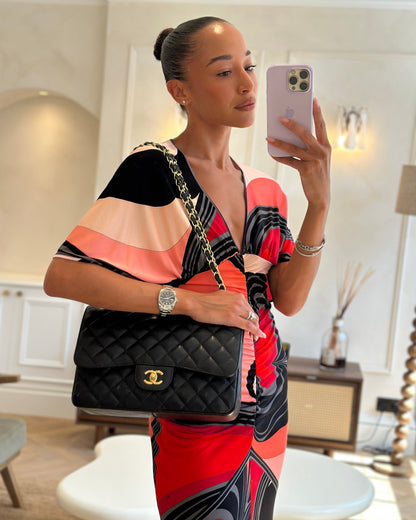 *FIRE PRICE* Chanel Black Jumbo Caviar Classic Double Flap Bag with Gold Hardware