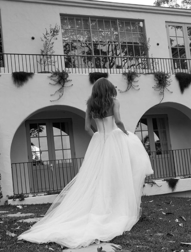 Simple A Line Strapless White Satin Tulle Long Wedding Dress SH2033