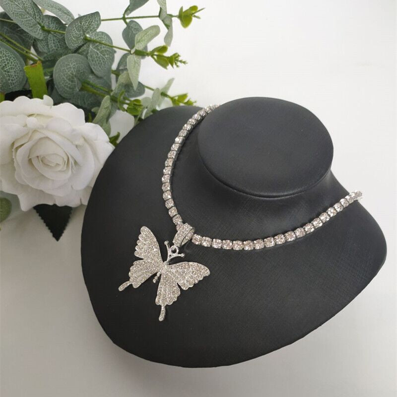 Big butterfly rhinestone necklace