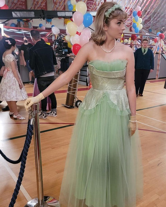 Light green retro elegant fashion long tulle ball gown evening dress graduation prom gh3669
