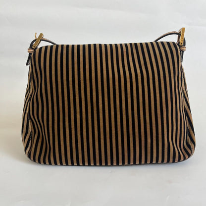 Fendi striped velvet FF flap shoulder vintage bag