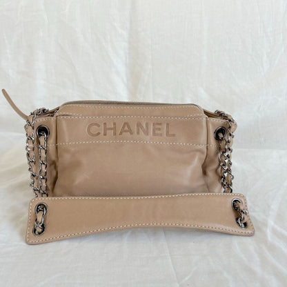 Chanel Tan Leather Accordion Zipper bag