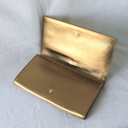 Saint Laurent Gold Patent Leather Belle De Jour Flap Clutch