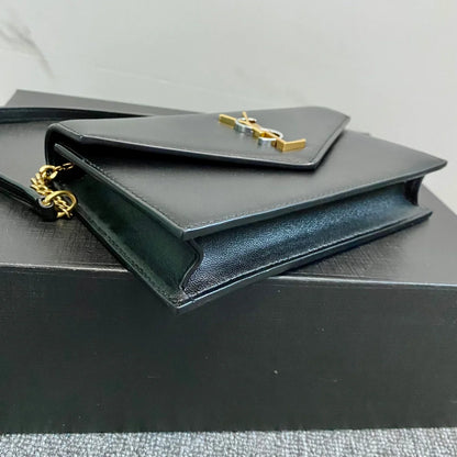 YSL Cassandra Shoulder Black Bag - 19x12.5x3.5cm