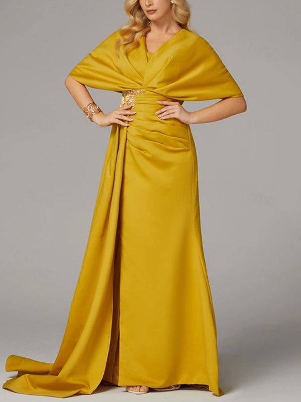 V-neck Solid Color Maxi Dress