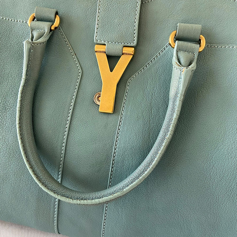 Saint Laurent Blue Leather Medium Cabas Chyc Tote