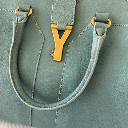 Saint Laurent Blue Leather Medium Cabas Chyc Tote