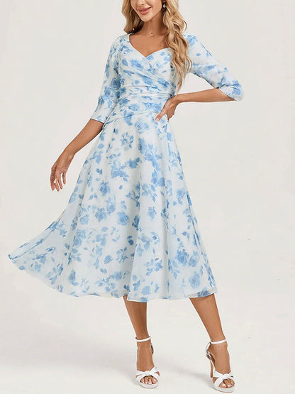 Chiffon Floral Elegant Garden Women's Dress