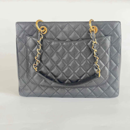 Chanel Black Quilted Caviar Leather GST Tote