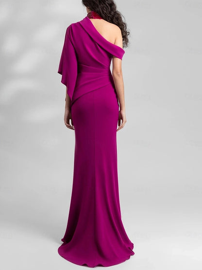 Off-shoulder Solid Color Maxi Dress