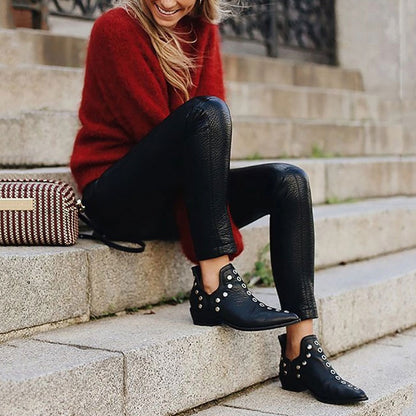 Pointed Toe Rivet Personalized Women's Short Boots