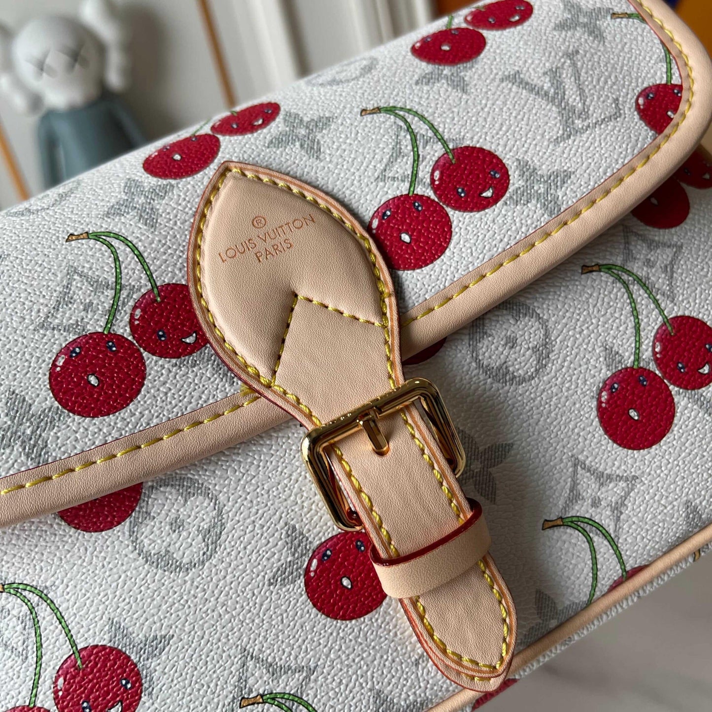 LOUIS VUITTON X TAKASHI MURAKAMI DIANE BAG MONOGRAM CHERRY WHITE 25CM