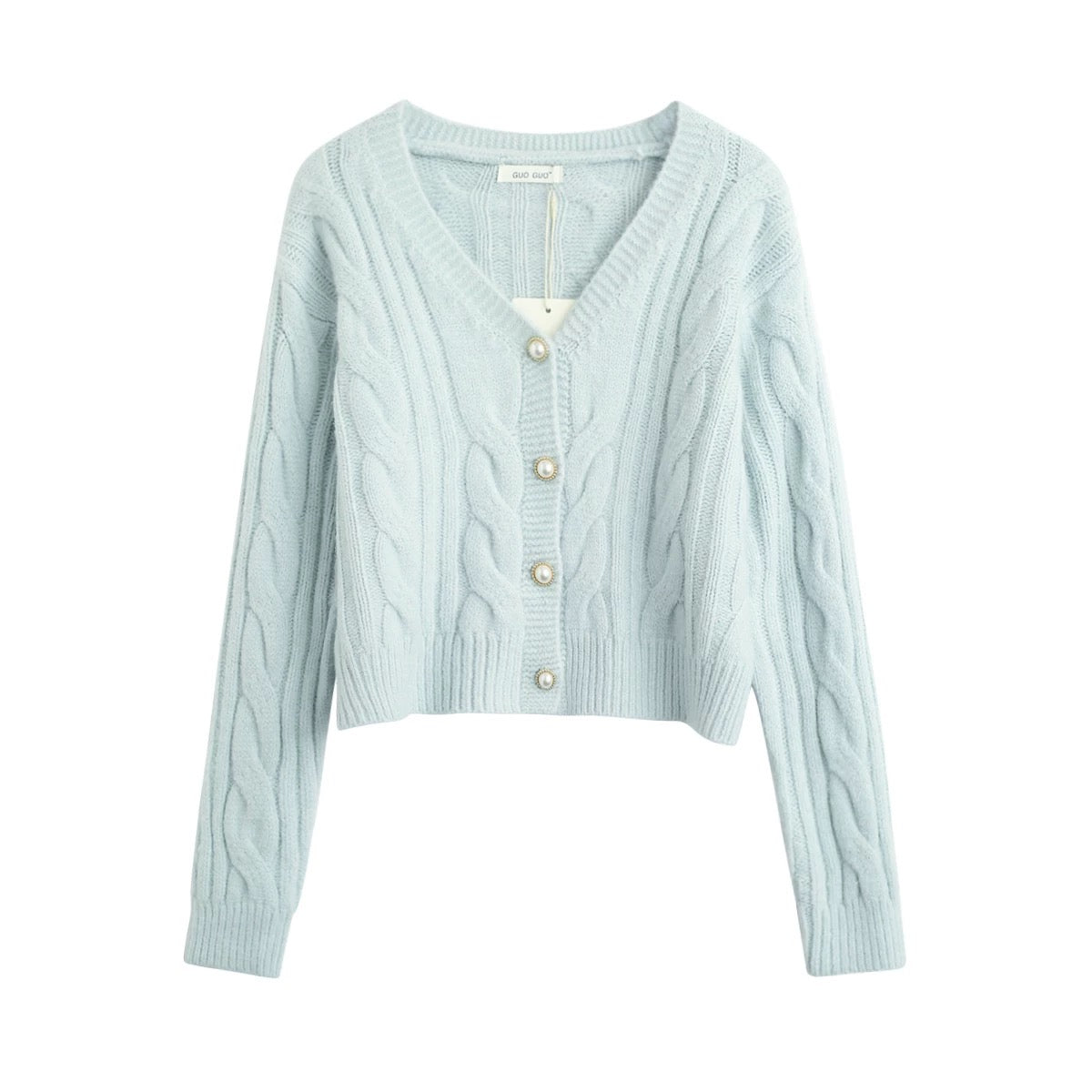 Fall and winter fashion Artificial jewelry button knitted sweater cardigan coat  7461