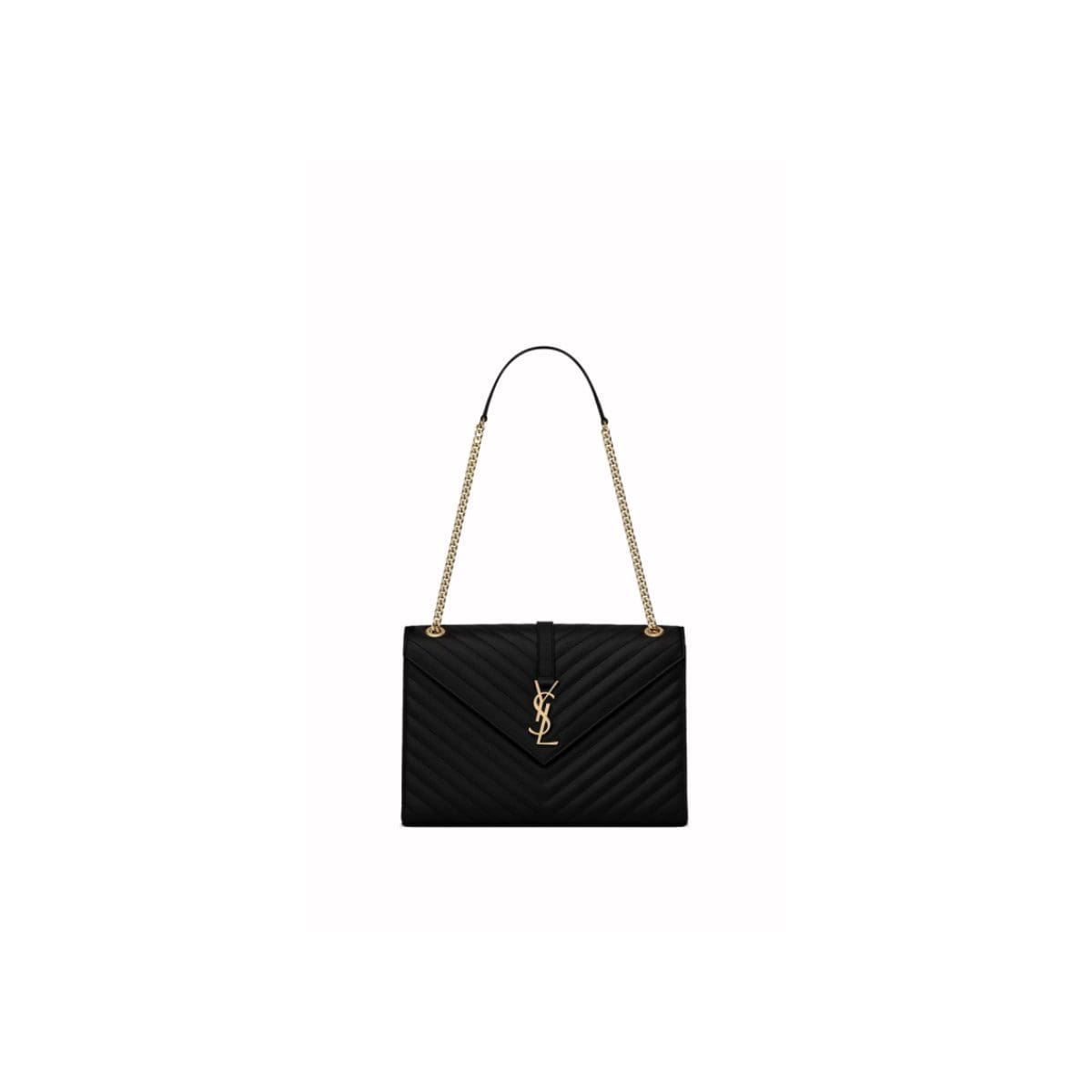 Saint Laurent Envelope Large Bag In Quilted Grain De Poudre Embo