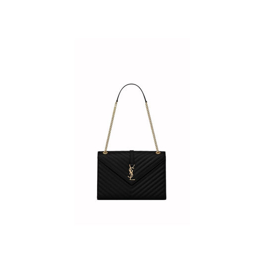 Saint Laurent Envelope Large Bag In Quilted Grain De Poudre Embo