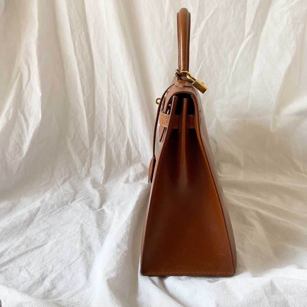 Hermes Brique Box Calf Leather Gold Hardware Kelly Sellier 35 Bag