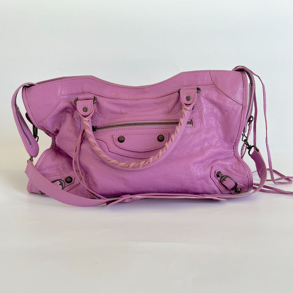 Balenciaga Lilac City leather handbag