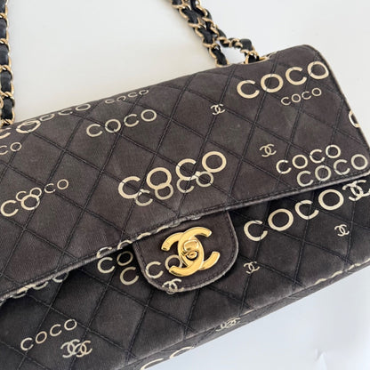 Chanel Coco Classic Double Flap Bag Quilted Canvas Medium