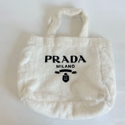 Prada logo-print terry-cloth tote bag