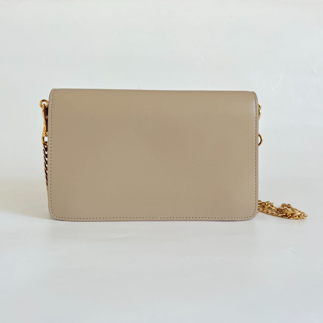 JW Anderson Logo Beige Leather Shoulder Bag