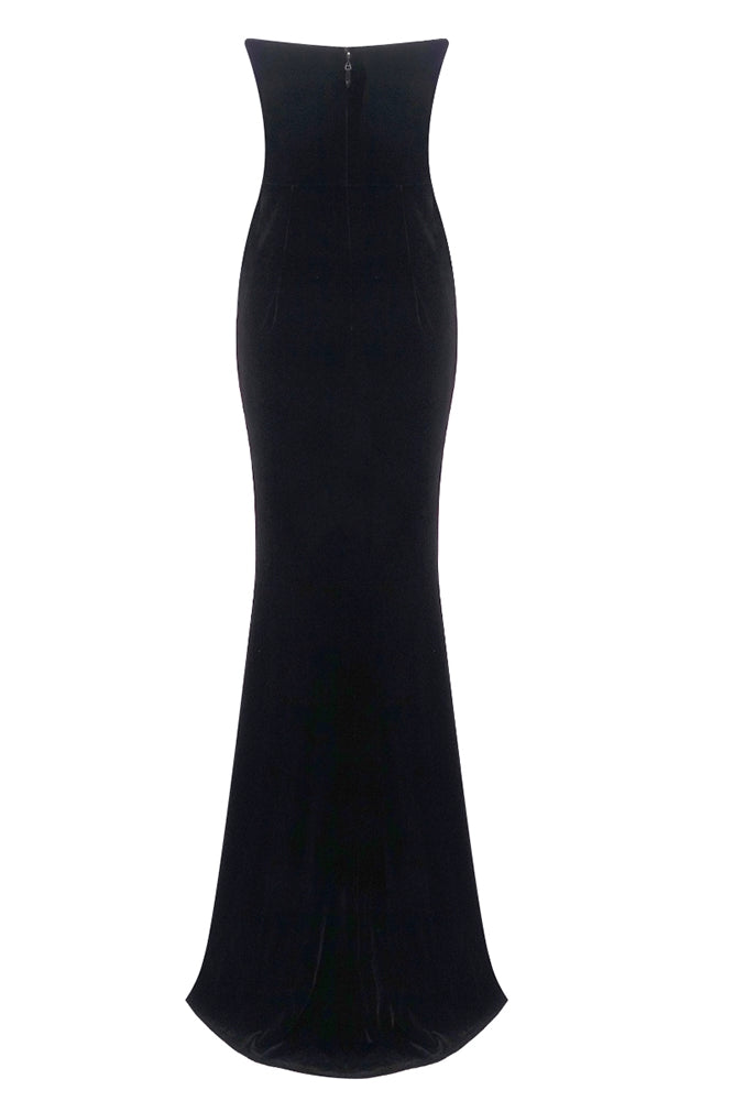 loveedsTM-New sexy tube top slit velvet heavy dress-vx