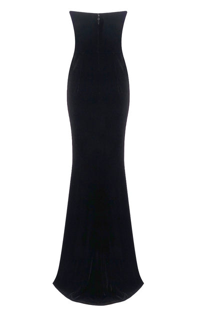 loveedsTM-New sexy tube top slit velvet heavy dress-vx