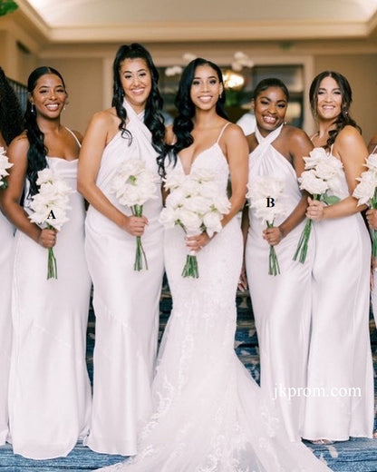 White Long Bridesmaid Dresses Mismatched,Dresses to Wear to a Wedding