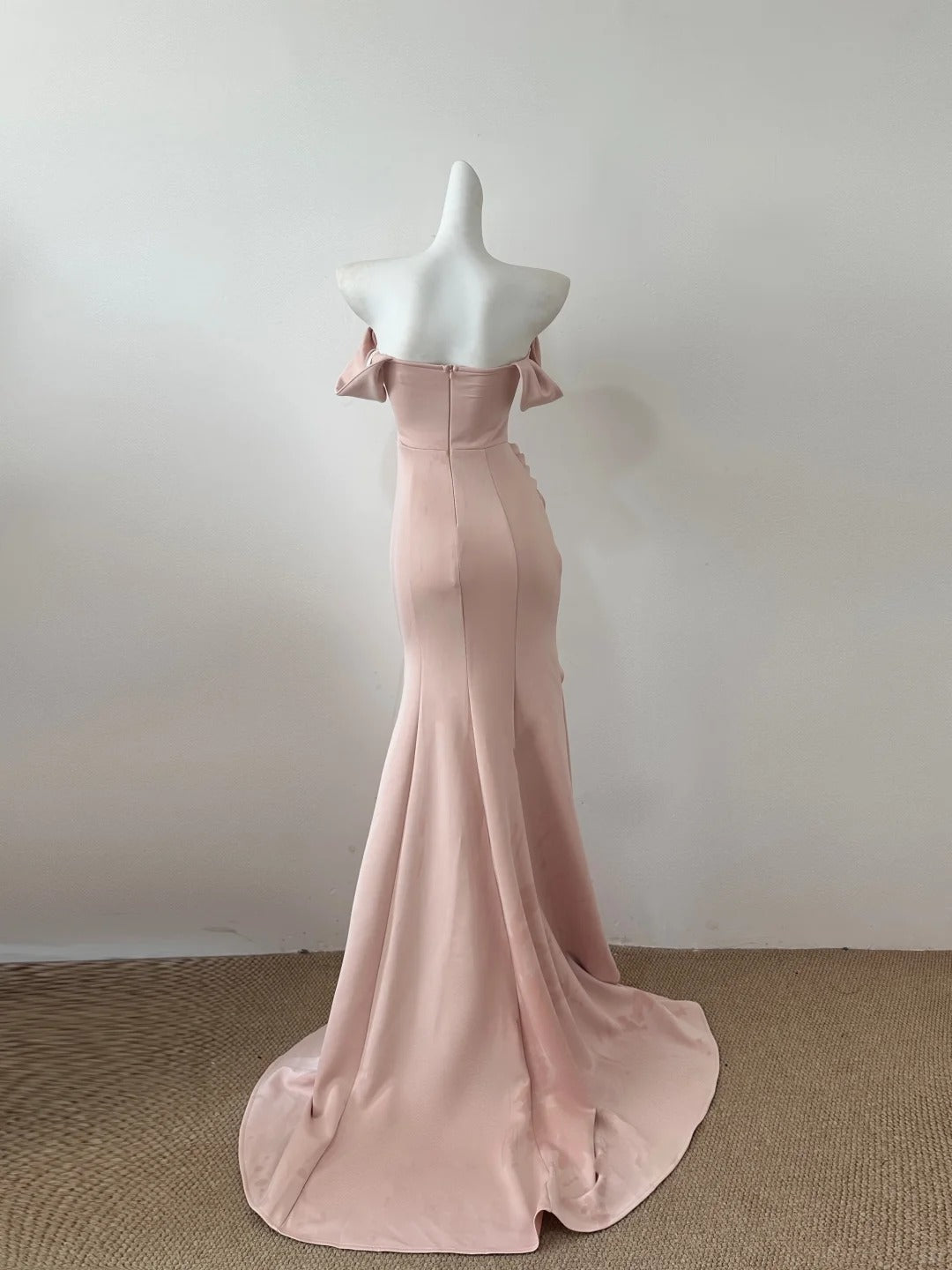 Pink/White Simple Elegant Long Floor Length Satin Ball Gown Evening Dress Party Dress gh4189
