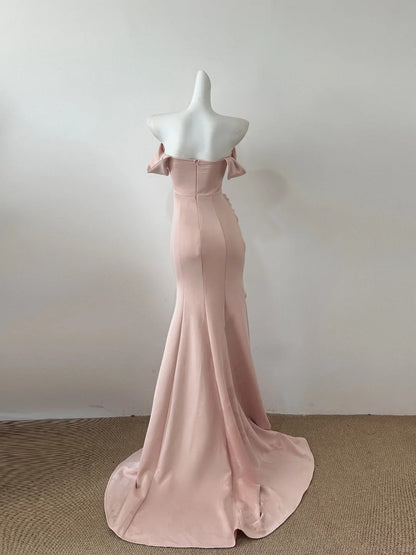 Pink/White Simple Elegant Long Floor Length Satin Ball Gown Evening Dress Party Dress gh4189
