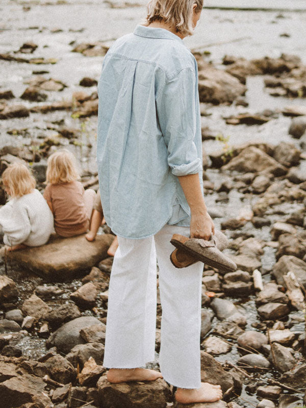 Solid Color Simple Cotton and Linen Women's Shirt