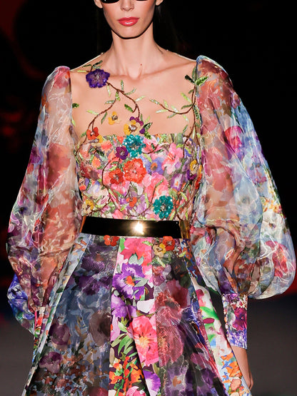 Elegant Floral Catwalk Women's Dress