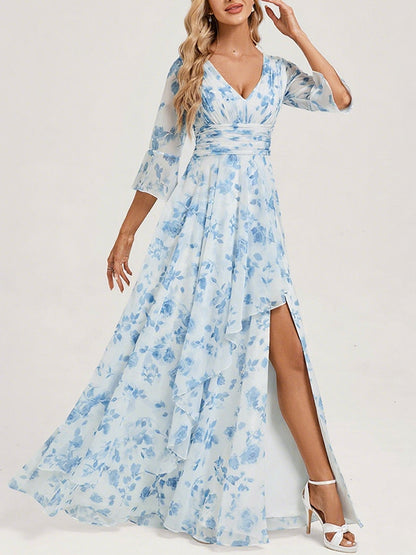 Elegant Floral Holiday Women's Dress