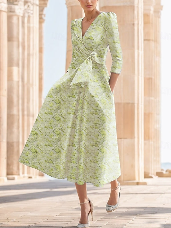 Jacquard Floral A-line Cocktail Dress