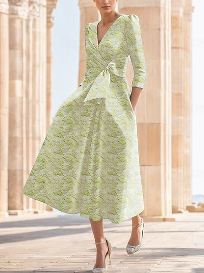 Jacquard Floral A-line Cocktail Dress