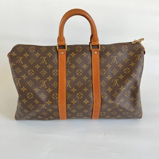 Louis Vuitton Monogram Canvas and Leather 45 boston bag