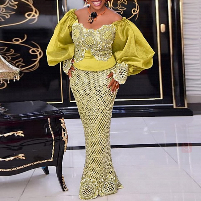 loveedsTM- 2 Piece Sets African Dresses For Women Bodycon Mermaid Sexy Maxi Dress Elegant Wedding Gowns Ankara Long Dress New Robes