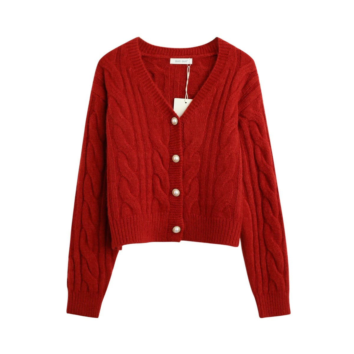 Fall and winter fashion Artificial jewelry button knitted sweater cardigan coat  7461