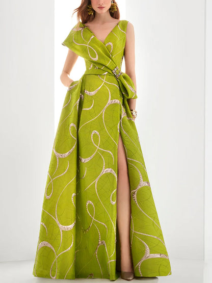 V-Neck Print Maxi Dress