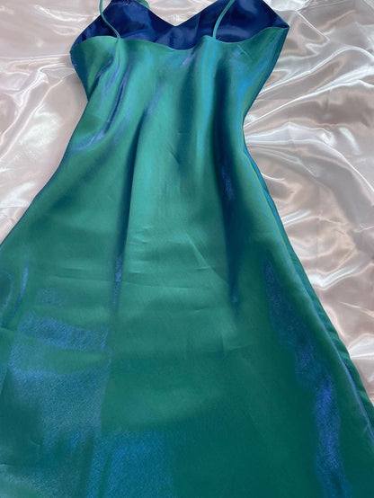 Green gradient fashion simple long elegant satin ball gown evening dress party dress gh3224