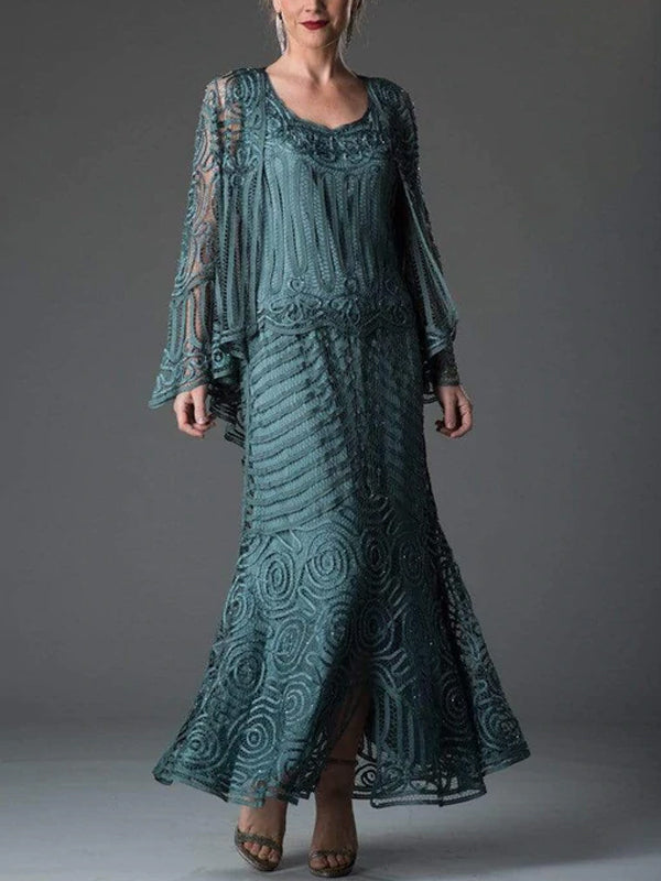 Lace Vest A-Type Dress Outer Top Set